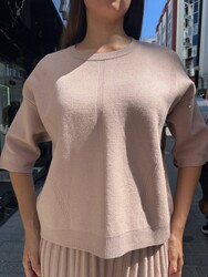 Wholesale Women's Shimmering Powder Pink Knit Sweater - 32161 | REEL TRİKO - Thumbnail