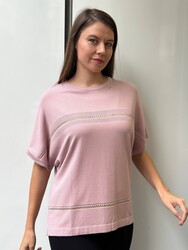 Wholesale Women's Knit Sweater Ribbon Detail - Powder Pink - 32411 | REEL TRİKO - Thumbnail