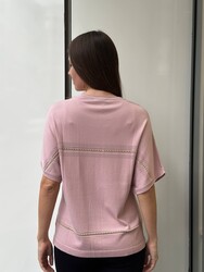 Wholesale Women's Knit Sweater Ribbon Detail - Powder Pink - 32411 | REEL TRİKO - Thumbnail
