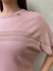 Wholesale Women's Knit Sweater Ribbon Detail - Powder Pink - 32411 | REEL TRİKO - Thumbnail