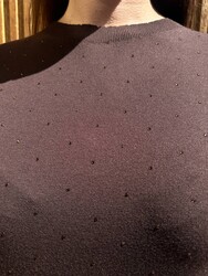 Wholesale Women's Knitted Sweater Stone Detail - Brown - 32651 | REEL TRİKO - Thumbnail
