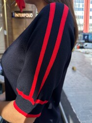 Wholesale Women's Knit Sweater Striped Navy Blue - 32437 | REEL TRİKO - Thumbnail