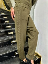 Wholesale Women's Knit Trousers - Pockets - Khaki - 32912 | REEL TRİKO - Thumbnail