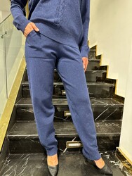 Wholesale Women's Knit Trousers - With Pockets - Navy Blue - 32912 | REEL TRİKO - Thumbnail