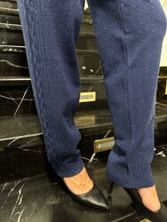 Wholesale Women's Knit Trousers - With Pockets - Navy Blue - 32912 | REEL TRİKO - Thumbnail
