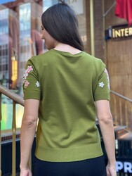 Wholesale Women's Crew Neck Knit Sweater Green - 16761 | REEL TRİKO - Thumbnail