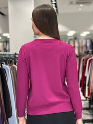 Wholesale Women's Knit Sweater Swan Embroidery - Lilac - 32904 | REEL TRİKO - Thumbnail