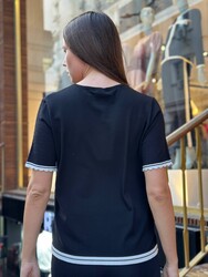 Wholesale Women's Short-Sleeve Black Knit Sweater - 31762 | REEL TRİKO - Thumbnail