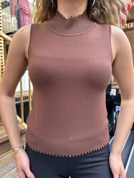 Wholesale Women's Knitwear - Sleeveless Brown - 32591 | REEL TRİKO - Thumbnail