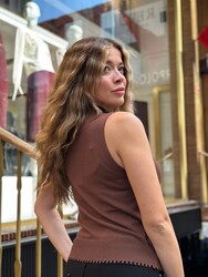 Wholesale Women's Knitwear - Sleeveless Brown - 32591 | REEL TRİKO - Thumbnail
