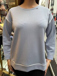 Wholesale Women's Blue Crew Neck Sweatshirt - 17790 | REEL TRİKO - Thumbnail