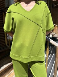 Wholesale Women's Tracksuit Set Stone Embellishments, Green - 17968 | REEL TRİKO 1993 - Thumbnail