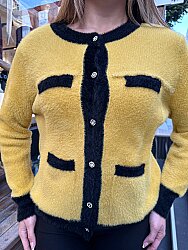 Wholesale Women’s Angora Knit Cardigan - Yellow - 30094 | REEL TRİKO - 2