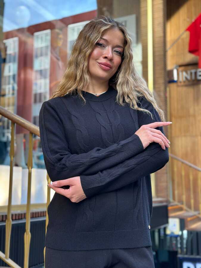 Reel Triko - Wholesale Women's Basic Black Knit Sweater - 32915 | REEL TRİKO