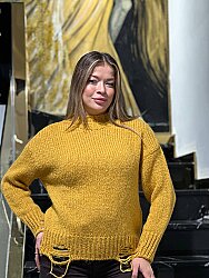 Wholesale Women’s Basic Knit Sweater - Mustard - 26036 | REEL TRİKO - 1