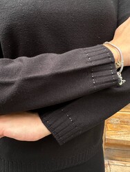 Wholesale Women's High Neck Knit Sweater Black - 31628 | REEL TRİKO - Thumbnail