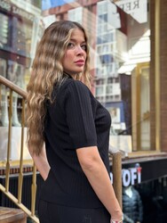 Wholesale Women's Knit Sweater Button Detail - Black - 32991 | REEL TRİKO - Thumbnail