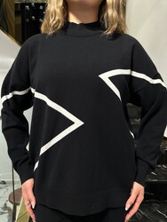 Wholesale Women's Black Shimmer Knit Sweater - 32909 | REEL TRİKO - Thumbnail