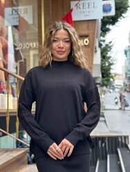 Wholesale Women's Black Glittery Knit Sweater - 32910 | REEL TRİKO - Thumbnail