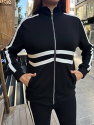 Wholesale Women's Black Zippered Tracksuit Set - 17980 | REEL TRİKO 1993 - 3