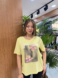 Wholesale Women's Blouse Floral Pattern Yellow - 80281 | REEL TRİKO - Thumbnail