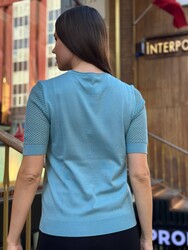 Wholesale Women's Knit Sweater Cut-out Detail - Blue - 31915 | REEL TRİKO - Thumbnail