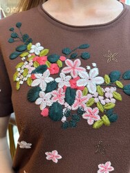 Wholesale Women's Crew Neck Knit Sweater Brown - 16761 | REEL TRİKO - Thumbnail