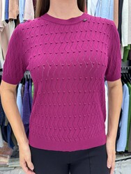 Wholesale Women's High-Neck Knit Sweater Fuchsia - 32388 | REEL TRİKO - Thumbnail