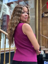 Wholesale Women's Fuchsia Knitwear Bead Details - 32977 | REEL TRİKO - Thumbnail