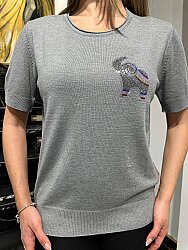 Wholesale Women’s Knit Sweater Elephant Pattern – Gray – 32980 | REEL TRİKO - 2