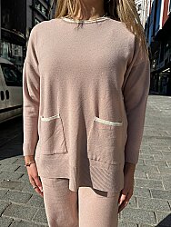 Wholesale Women’s Knit Sweater Pocket Detail – Powder – 31390 | REEL TRİKO - 3