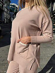 Wholesale Women’s Knit Sweater Pocket Detail – Powder – 31390 | REEL TRİKO - 4