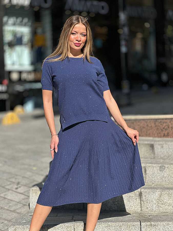 Wholesale Women’s Knit Sweater Shimmering Navy Blue - 33015 | REEL TRİKO