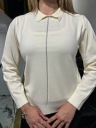 Wholesale Women’s Knit Sweater Stone Embellishments Bone – 32918 | REEL TRİKO - 2