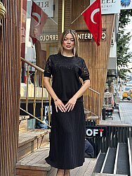 Wholesale Women’s Knit Sweater Tulle Detail - Black - 32412 | REEL TRİKO - 1