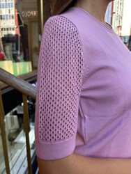 Wholesale Women's Knit Sweater Cut-out Detail - Powder Pink - 31915 | REEL TRİKO - Thumbnail