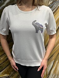 Wholesale Women’s Knitted Sweater Elephant Pattern – Ecru - 32980 | REEL TRİKO - 2