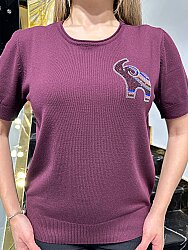 Wholesale Women’s Knitted Sweater Elephant Pattern – Lilac – 32980 | REEL TRİKO - 2