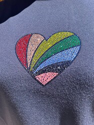 Wholesale Women's Knitted Sweater Heart Embroidery, Navy Blue - 32870 | REEL TRİKO - Thumbnail