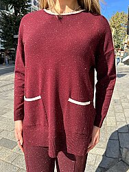 Wholesale Women’s Knitted Sweater Pocket Detail – Burgundy – 31390 | REEL TRİKO - 3