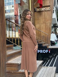 Wholesale Women's High Neck Knit Sweater - Camel - 31628 | REEL TRİKO - Thumbnail