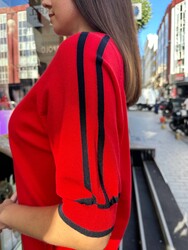Wholesale Women's Knit Sweater Striped Red - 32437 | REEL TRİKO - Thumbnail