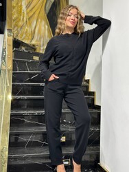 Wholesale Women's Black Knit Trousers with Pockets - 32912 | REEL TRİKO - Thumbnail