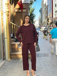 Wholesale Women's Tracksuit Set - Shimmer Gradient - Burgundy - 32917 | REEL TRİKO 1993 - Thumbnail
