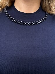 Wholesale Women's Navy Blue Knitwear Bead Details - 32977 | REEL TRİKO - Thumbnail