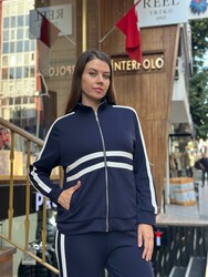 Wholesale Women's Navy Blue Zippered Tracksuit Set - 17980 | REEL TRİKO 1993 - 2