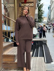 Wholesale Women's Shimmer Brown Knit Sweater - 32910 | REEL TRİKO - Thumbnail