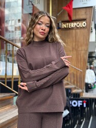 Wholesale Women's Shimmer Brown Knit Sweater - 32910 | REEL TRİKO - Thumbnail