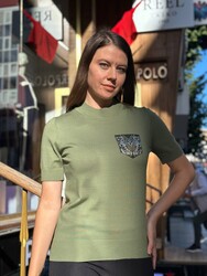 Wholesale Women's Short-Sleeve Knit Sweater Green - 31552 | REEL TRİKO - Thumbnail