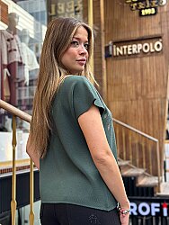 Wholesale Women’s Short-Sleeve Knit Sweater - Dark Green - 30009 | REEL TRİKO - 4